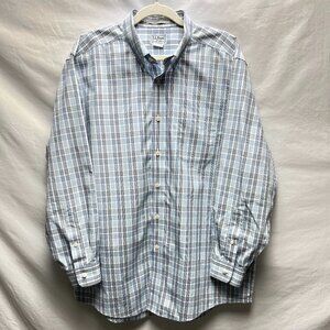 LL Bean Traditional Fit Blue Plaid Long Sleeve Button Down Men Shirt 16 1/2 - 33